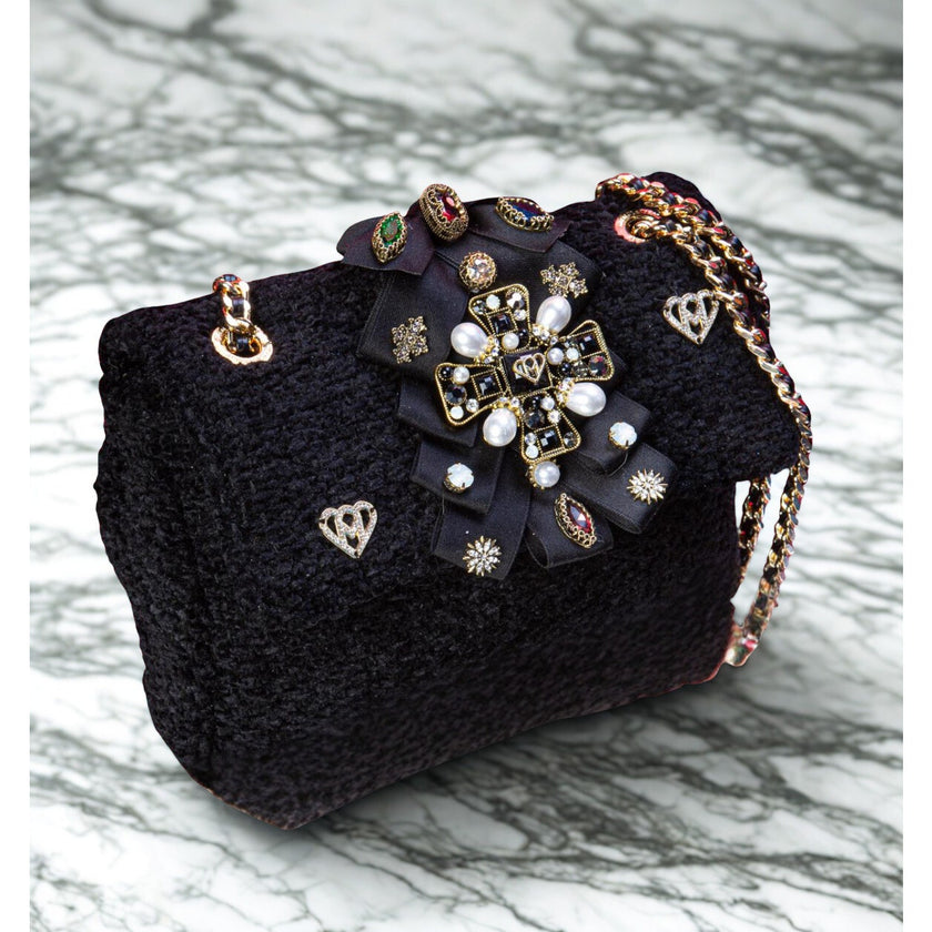 Minime Paris XS Soft Structured Bag, Black Tweed, NWT