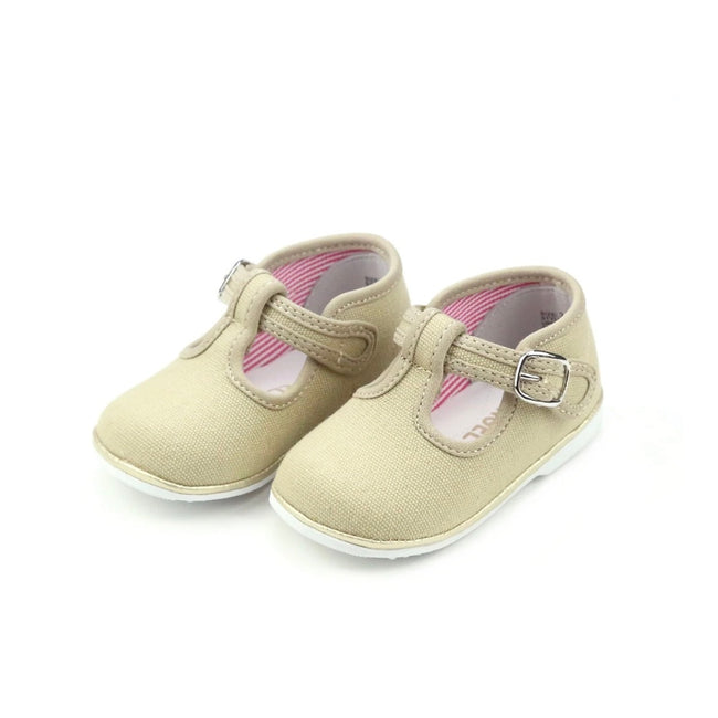 L'Amour Poppy Canvas T-Strap, Biscuit