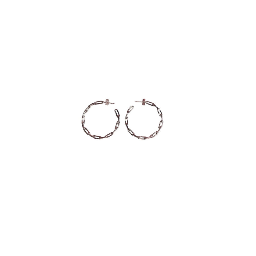 With Love Darling Mia Link Hoop Earrings, 925 Sterling Silver, NWT