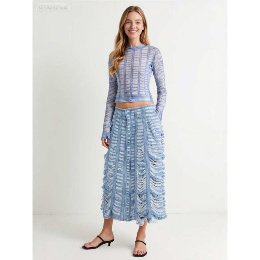 Diesel De-Ghil-FSC Denim MIdi Skirt, NWT Size: 25