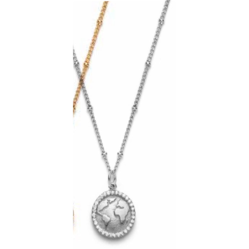 With Love Darling, Sterling Silver Earth Necklace, NWT