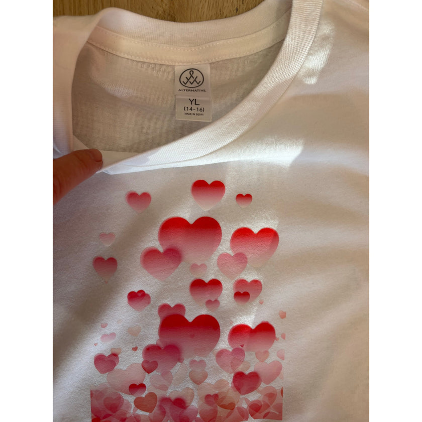 Upcycled Alternative Apparel T Shirt, Valentine’s Day, size 14/16