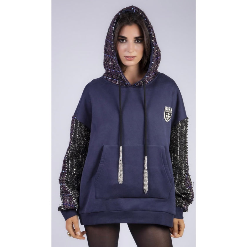 Minime Paris Tweed Hoodie Navy