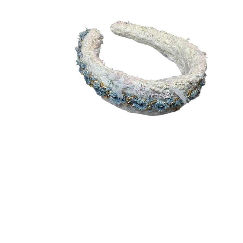 Minime Paris, Handmade Denim and White Tweed Headband
