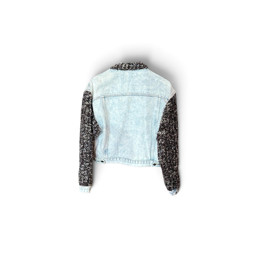 Minime Paris upcycled tweed and denim jacket, size medium, photo 2 of 2