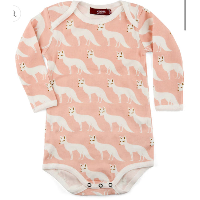 MILKBARN Pink Fox Organic Cotton Long Sleeve One Piece NWT 3-6 Months