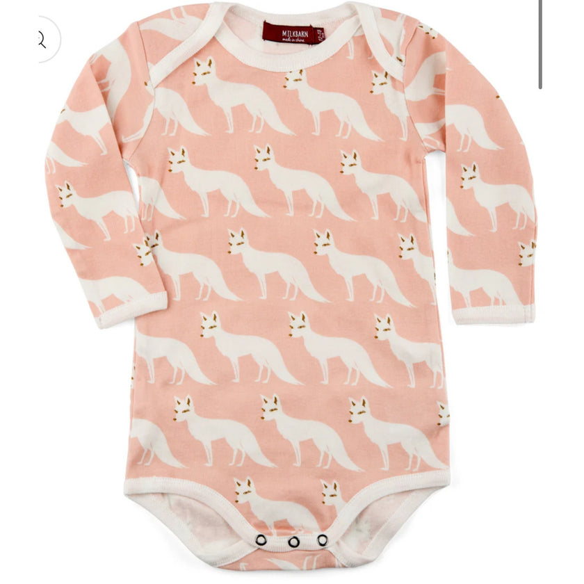 MILKBARN Pink Fox Organic Cotton Long Sleeve One Piece NWT 3-6 Months