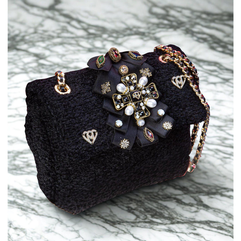 Minime Paris XS Soft Structured Bag, Black Tweed, NWT