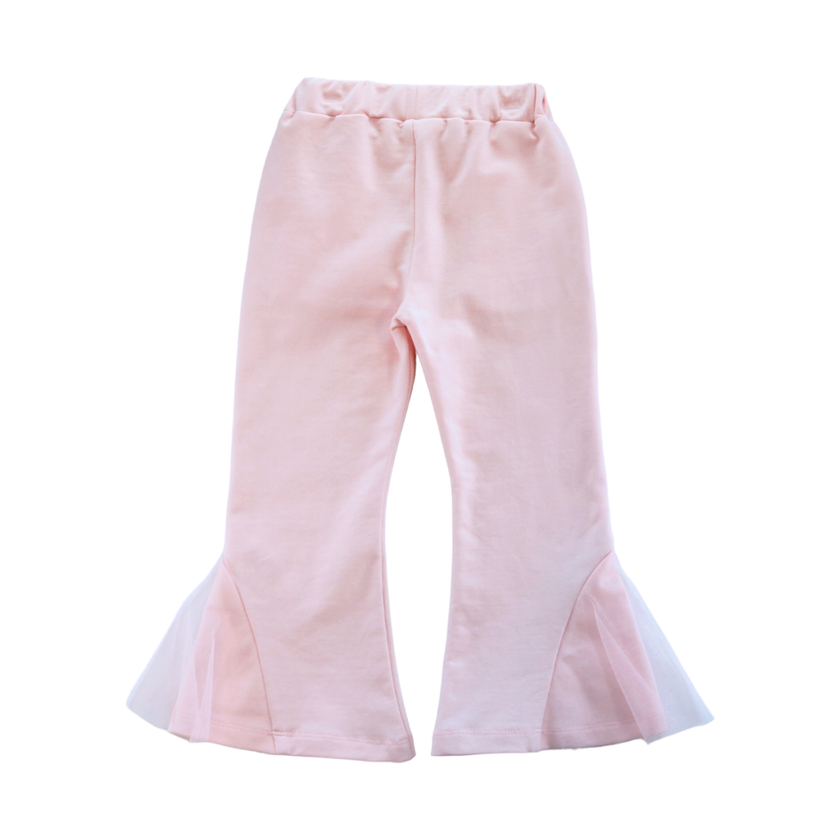 Doe A Dear, Floral Applique Trumpet Pants: PINK
