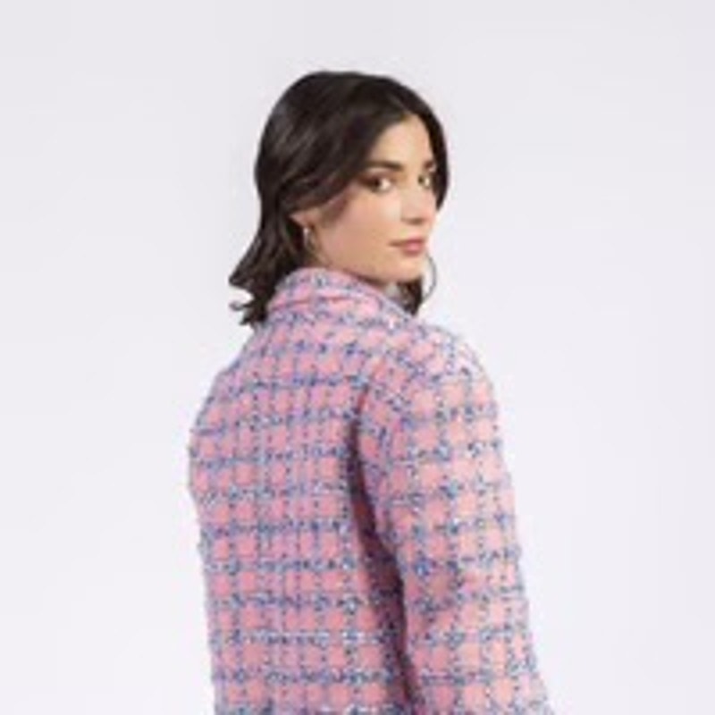 Minime Pink Tweed And Lace Blazer