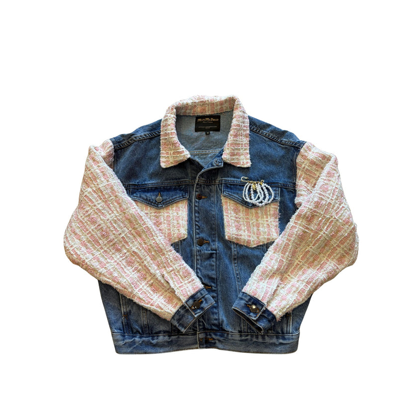Minime Paris, Denim and Pink Tweed Jacket NWOT Med