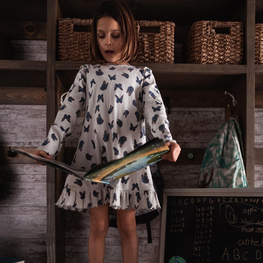 Antebies, Butterfly Pattern Long Sleeve Nightgown