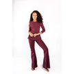 Yoga Democracy, Open Shoulder Top, Maroon