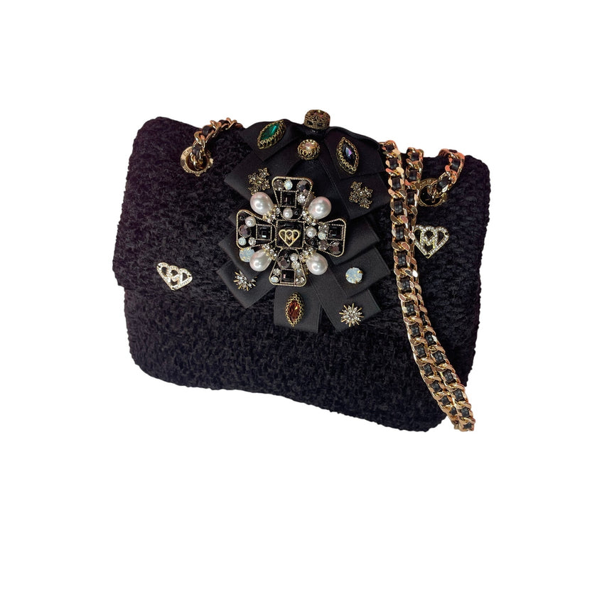 Minime Paris XS Soft Structured Bag, Black Tweed, NWT