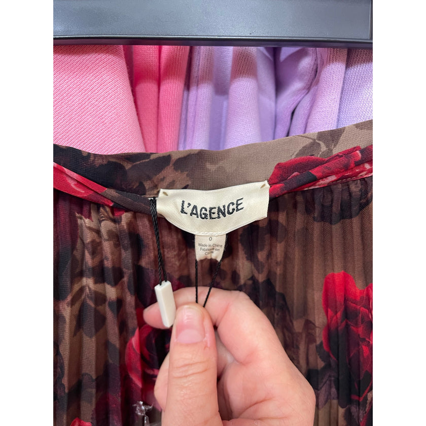 L'Agence Fernanda Pleated Midi Skirt NWT Size 0